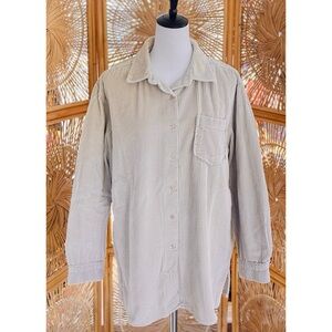 Vintage Cambridge Country Cream Tan Wide Wale Cotton Corduroy Button Down Shirt